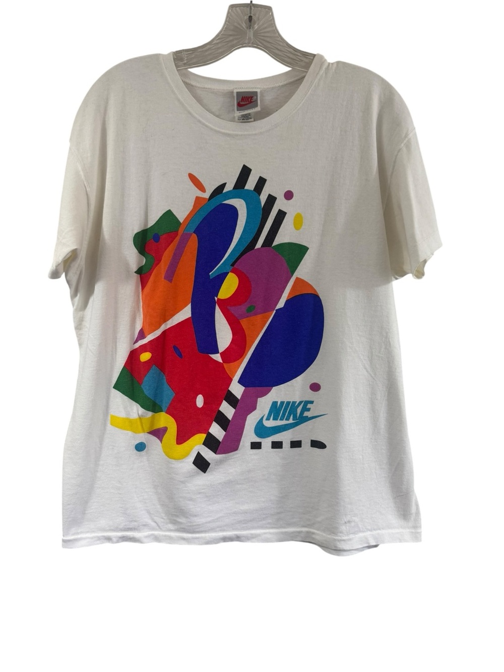Vintage Nike Shirt Elite Abstract Art Colorful Print 90s Made In USA Size L - Picture 1 of 8